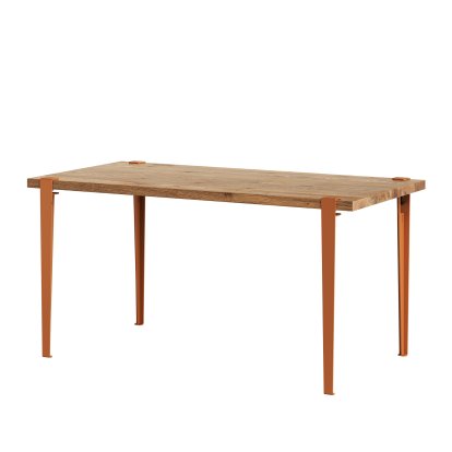 Balthazar Esstisch, Eiche recycled, Tangerinenrot