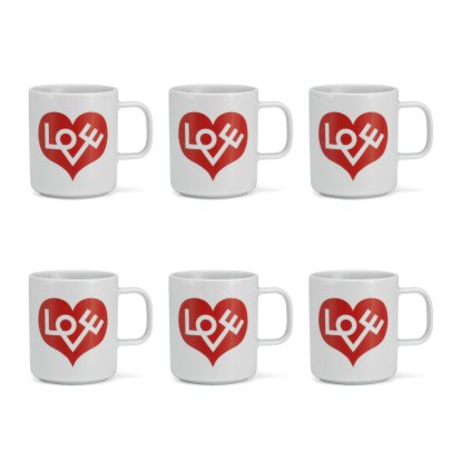Girard Kaffeetassen, Love Heart, red, 6er Set