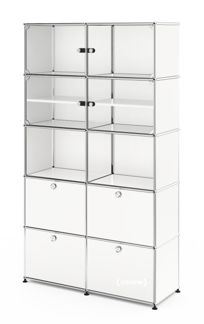 USM Haller Vitrinenschrank, Doppelt (H 179 x B 103 x T 38 cm), Reinweiß RAL 9010, Kein Schloss