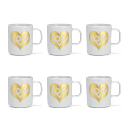 Girard Kaffeetassen, Love Heart, gold, 6er Set
