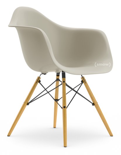 Eames Plastic Armchair DAW, Kieselstein, Ohne Polsterung, Ohne Polsterung, Standardhöhe - 43 cm, Ahorn gelblich