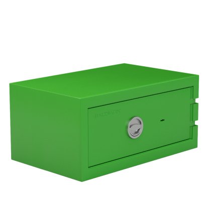 Balzsafe Connect Tresor für USM Haller Regale, 75 cm x 35 cm x 50 cm, Grün RAL 6037, Schlüsselschloss