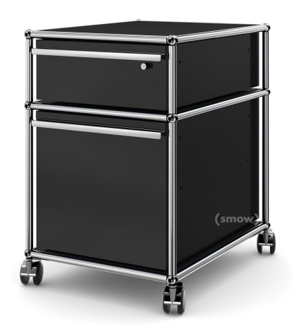 USM Haller Rollcontainer mit Hängeregistratur, Nur A6-Schublade mit Schloss, Graphitschwarz RAL 9011