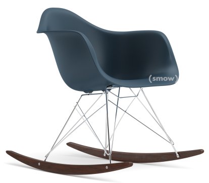 Eames Plastic Armchair RAR, Meerblau, Verchromt, Ahorn dunkel