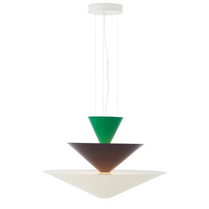Gio Pendelleuchte, Ø 92 cm x H 61 cm, Signal green, deep blue & ecru white