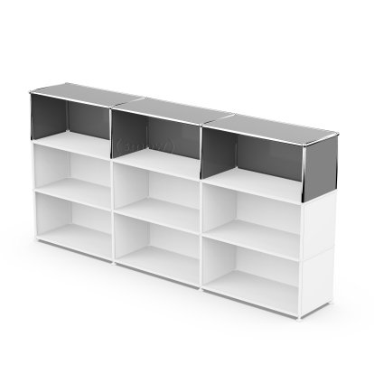 USM Haller Anbaupaket Vertikal 3, Mittelgrau RAL 7005, 35 cm