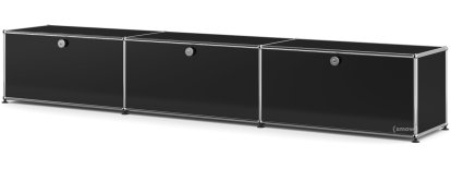 USM Haller Lowboard XL, individualisierbar, Graphitschwarz RAL 9011, Mit 3 Klappen, 35 cm