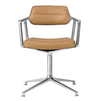 Swivel 453 Drehstuhl, Leder camel, Poliert
