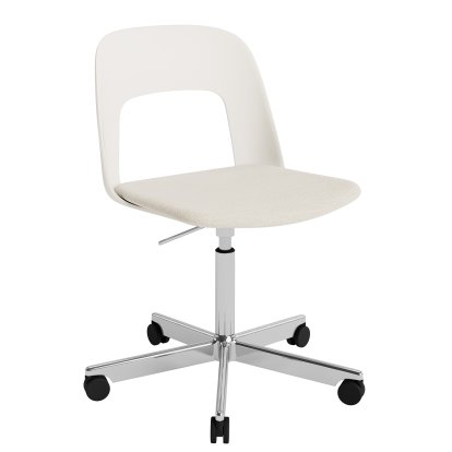 Layout 143 Drehstuhl mit Sitzpolster, Cream white / Mode 011, Aluminium poliert
