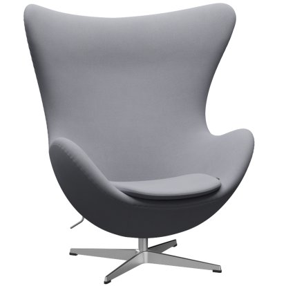 Egg Chair, Christianshavn, Christianshavn 1170 - Light Grey Uni, Satingebürstetes Aluminium, Ohne Fußhocker