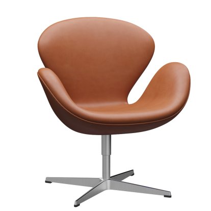 Swan Chair, Sonderhöhe 48 cm, Leder Grace, Walnut