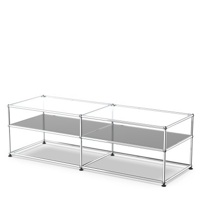 USM Haller Beistelltisch Typ 1, Glas, Mittelgrau RAL 7005