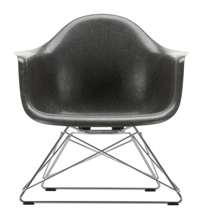 Eames Fiberglass Armchair LAR, Eames elephant hide grey, Verchromt