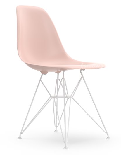 Eames Plastic Side Chair DSR, Zartrosé, Ohne Polsterung, Ohne Polsterung, Standardhöhe - 43 cm, Beschichtet weiß