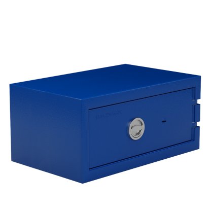 Balzsafe Connect Tresor für USM Haller Regale, 75 cm x 35 cm x 50 cm, Enzianblau RAL 5010, Schlüsselschloss