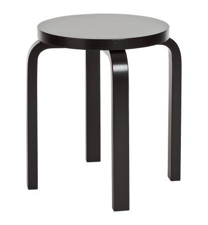 Hocker E60, Sitz und Beine schwarz lackiert