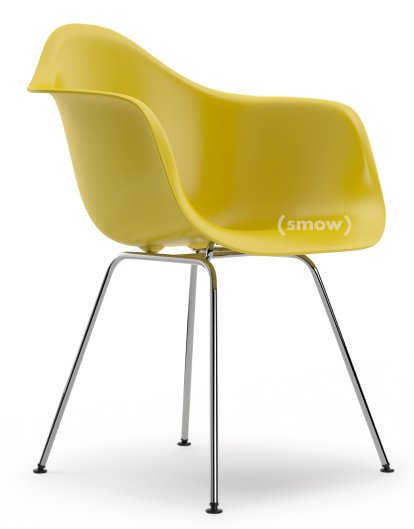 Eames Plastic Armchair DAX, Senf, Ohne Polsterung, Ohne Polsterung, Standardhöhe - 43 cm, Verchromt