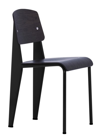 Standard Stuhl, Gestell tiefschwarz/Sitz, Rücken Eiche dunkel