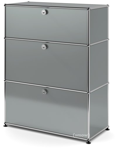 USM Haller Kommode mit 3 Schubladen, H 95 + 4 x B 75 x T 35 cm, Mittelgrau RAL 7005