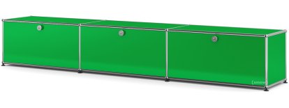 USM Haller Lowboard XL, individualisierbar, USM grün, Mit 3 Klappen, 35 cm