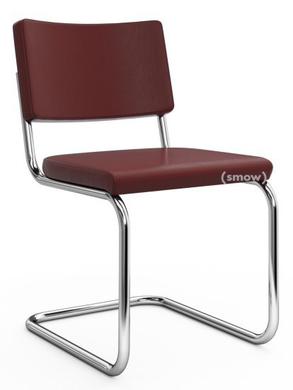 S 32 PV Pure Materials Freischwinger, Nappaleder bordeaux, Verchromt, Ohne Gleiter