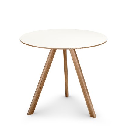 Copenhague Round Tisch CPH20, Ø 90 x H 74, Eiche lackiert, Linoleum off-white