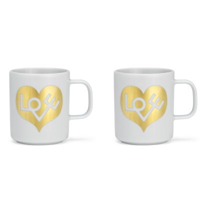 Girard Kaffeetassen, Love Heart, gold, 2er Set
