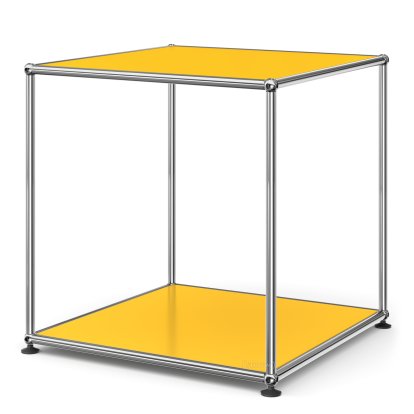 USM Haller Hoher Beistelltisch 50, Oben und unten Metall, Goldgelb RAL 1004
