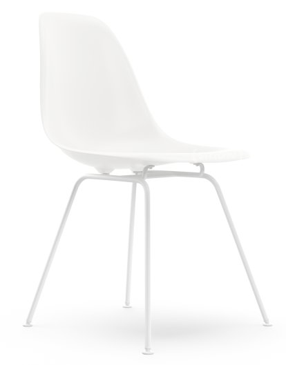 Eames Plastic Side Chair DSX, Weiß non-RE, Ohne Polsterung, Ohne Polsterung, Standardhöhe - 43 cm, Beschichtet weiß