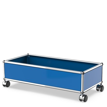 USM Haller Box mit Rollen, Enzianblau RAL 5010, Weich für harte Böden