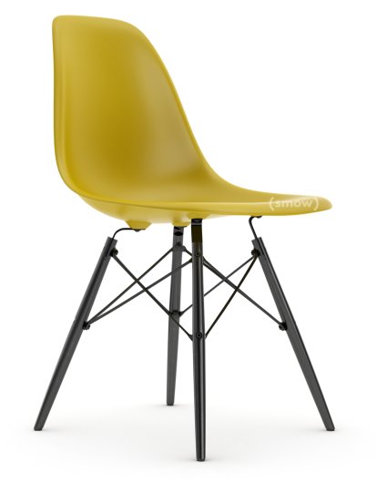 Eames Plastic Side Chair DSW, Senf, Ohne Polsterung, Ohne Polsterung, Standardhöhe - 43 cm, Ahorn schwarz