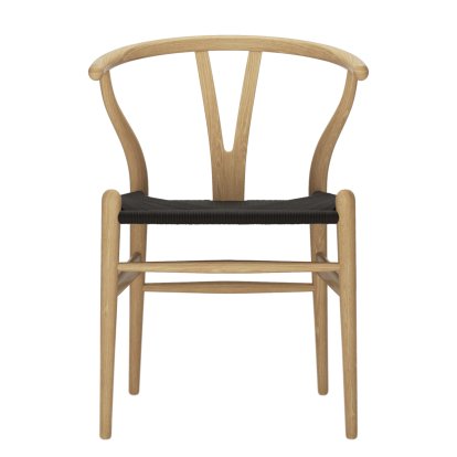 CH24 Wishbone Chair, Eiche Weißöl, Geflecht schwarz
