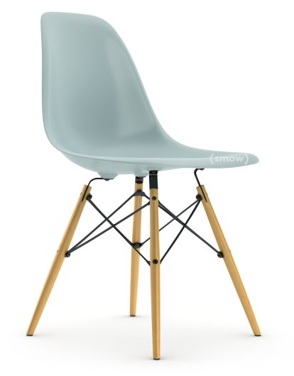 Eames Plastic Side Chair DSW, Eisgrau, Ohne Polsterung, Ohne Polsterung, Standardhöhe - 43 cm, Esche honigfarben