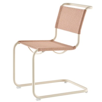S 33 / S 34 V Soft Freischwinger, ohne Armlehnen, Perlweiß matt pulverbeschichtet, Stoff Cento lotus - rose, Kunststoffgleiter transparent mit Filz