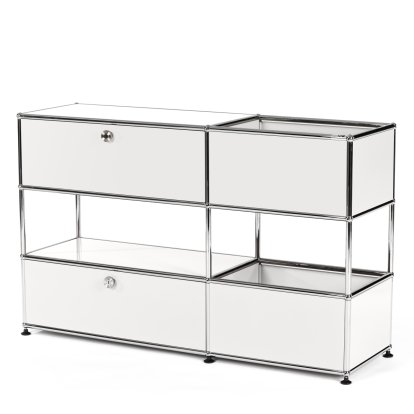 USM Haller Kinder Sideboard M mit Aufbewahrungsboxen, Einfarbig, Reinweiß RAL 9010, Mit Klappe