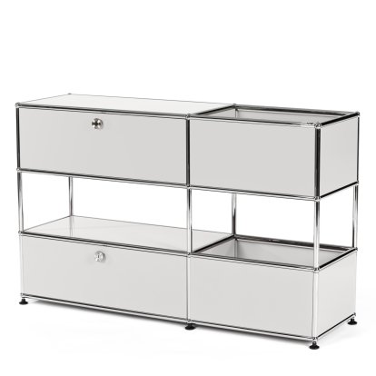 USM Haller Kinder Sideboard M mit Aufbewahrungsboxen, Einfarbig, Lichtgrau RAL 7035, Mit Auszug (inkl. Einlegerahmen)