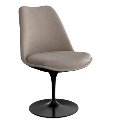 Saarinen Tulip Stuhl, nicht drehbar, gepolsterte Innenschale und Sitzkissen, schwarz, Beige (Eva 177)