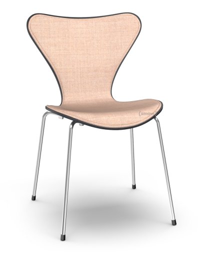 Serie 7 Stuhl 3107 mit Frontpolster, Gefärbte Esche, Black, Remix 612 - Light pink/rosa, Chrome