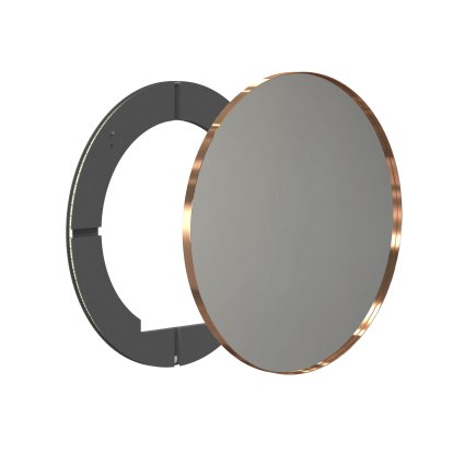 Unu Spiegel mit LED Beleuchtung rund (Set), ø 80 cm, Kupfer gebürstet
