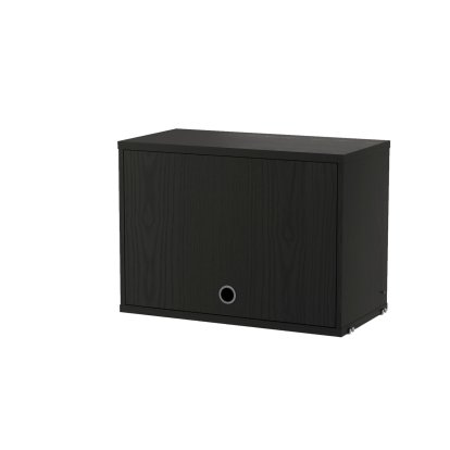 String System Schrankelement mit Klapptür, B 58 cm / Schwarz gebeizte Esche