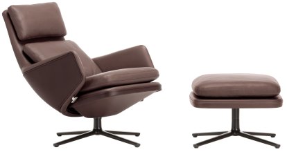 Grand Relax Loungesessel, Mit Ottoman, Leder Premium F, kastanie, Basic dark, 46,5 cm