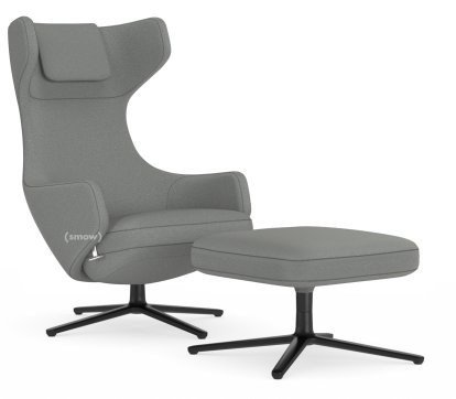 Grand Repos Loungesessel, Sessel Grand Repos & Ottoman, Stoff Cosy 2 Kieselgrau, 40 cm, Basic dark