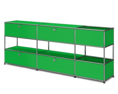 USM Haller Kinder Sideboard L mit Aufbewahrungsboxen, Einfarbig, USM grün, Mit Klappen