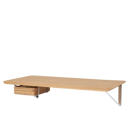 AB019 Wandschreibtisch, Eiche lackiert, Mit Schubfach Eiche lackiert, links