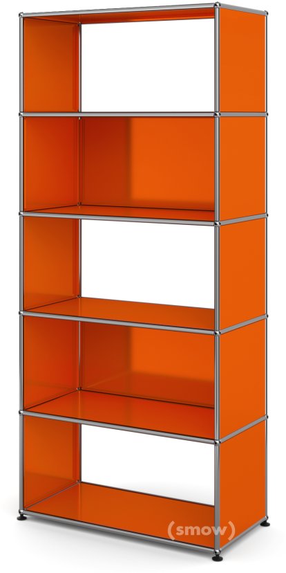 USM Haller Wohnzimmer Regal M Typ 1, 2 Rückwände, Reinorange RAL 2004