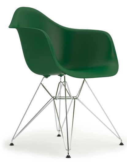 Eames Plastic Armchair DAR, Smaragd, Ohne Polsterung, Ohne Polsterung, Standardhöhe - 43 cm, Verchromt
