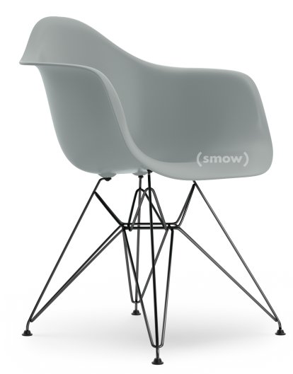 Eames Plastic Armchair DAR, Hellgrau, Ohne Polsterung, Ohne Polsterung, Standardhöhe - 43 cm, Beschichtet basic dark