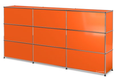 USM Haller Theke Typ 1, Reinorange RAL 2004, 225 cm (3 Elemente), 35 cm