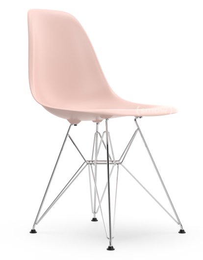 Eames Plastic Side Chair DSR, Zartrosé, Ohne Polsterung, Ohne Polsterung, Standardhöhe - 43 cm, Verchromt