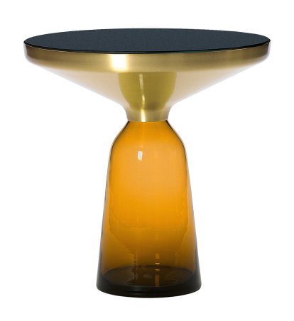 Bell Beistelltisch, Messing, klar lackiert, Bernsteinorange